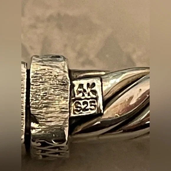 Silpada Rare Sterling Silver & 14k Yellow Gold Bangle Bracelet - Picture 4 of 10